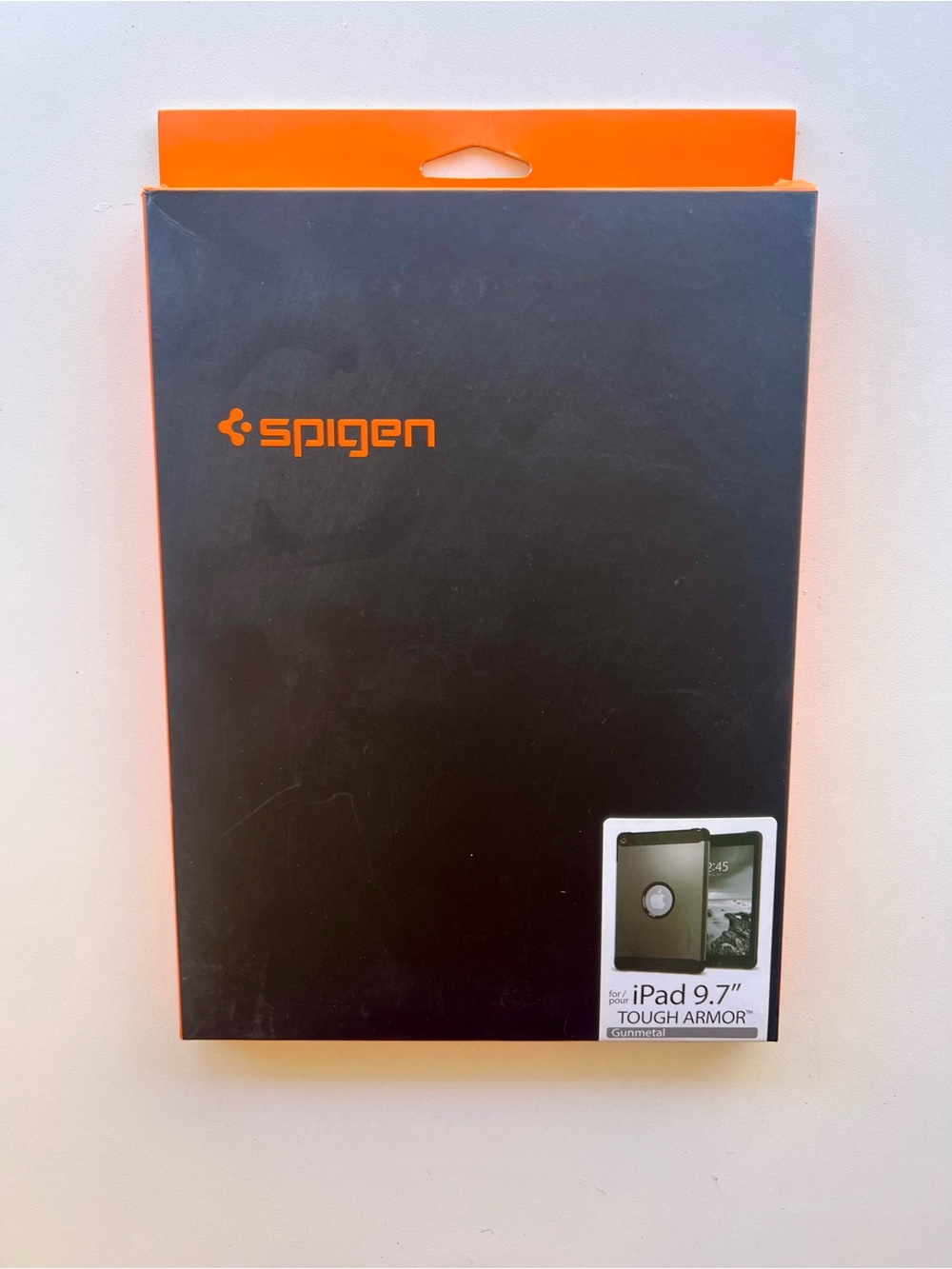 Spigen Tough Armor iPad 9.7 Case - Black and Orange Packaging